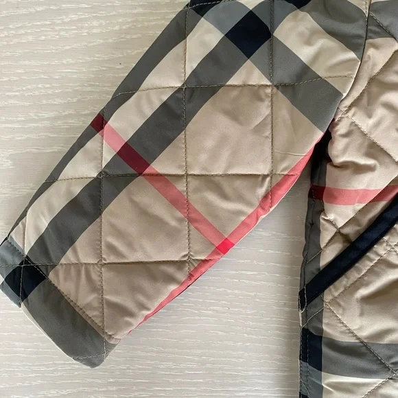 Child’s Burberry Collared Quilted Check Jacket